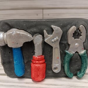 Charcoal Oakmoss Sandalwood Soap For Men Handmade Cold Process Soap Tools Father's Day For Him Dad Vegan Bath Soap Gift Idea Tool Box Set