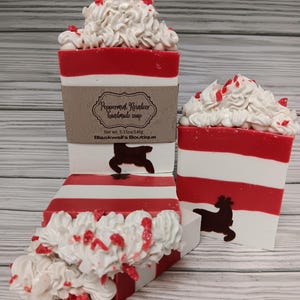 Peppermint Reindeer Handmade Cold Process Soap Vegan and Palm-free Bath Soap Gift idea Shave Bar Christmas Holiday Winter Stocking Stuffer