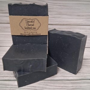 Unscented Charcoal Handmade Cold Process Soap Vegan Bath Face Hand Body Soap Gift Idea For Him For Her Activated Acne Face Wash Sensitive