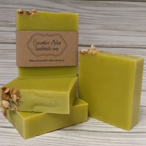Cucumber Melon, Handmade Cold Process Soap, Vegan soap, Palm-Free Soap, Bath soap, Gift Idea, For her, For Him, Spa, Moisturizing, Shave Bar