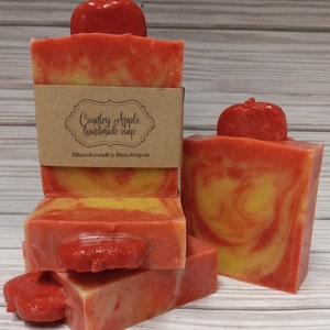 Country Apple Handmade Cold Process Soap, Vegan Soap, Palm-free Soap, Bath Soap, Gift idea, Shave Bar, For her, Spa, Fruit, Fall, Autumn