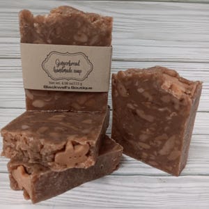 Gingerbread Handmade Hot Process Soap Vegan Bath Body Hand Gift Idea Gingerbread Man Cocoa Stocking Stuffer Christmas Winter Rustic Holiday