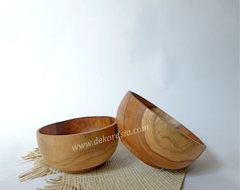 Teak Round Wood Bowl Size Dia 6.8 inches - Kitchenware | Free Shipping