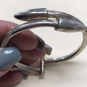 Vintage Modern Nail Pointed Tip Hinged Bangle Bracelet Sterling Silver 925 image 1