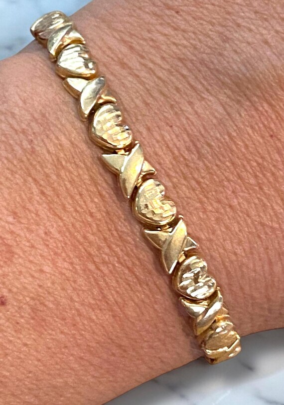 Pretty Vintage 10k Yellow Gold 6mm Wide XOXO Link 7” Bracelet! - Etsy