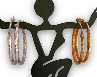 Classic Lot Of 2 Pairs Sterling Silver 925 Gold Vermeil Designer Hoop Earrings!