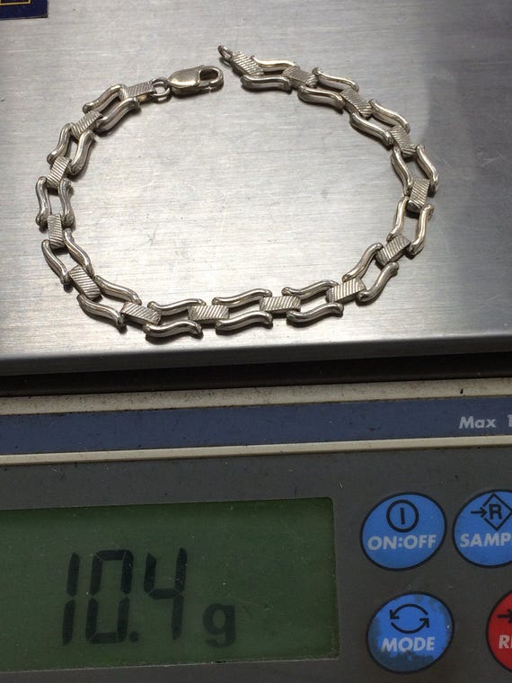 Vintage STERLING SILVER 7.5" Unique Link Bracelet… - image 4