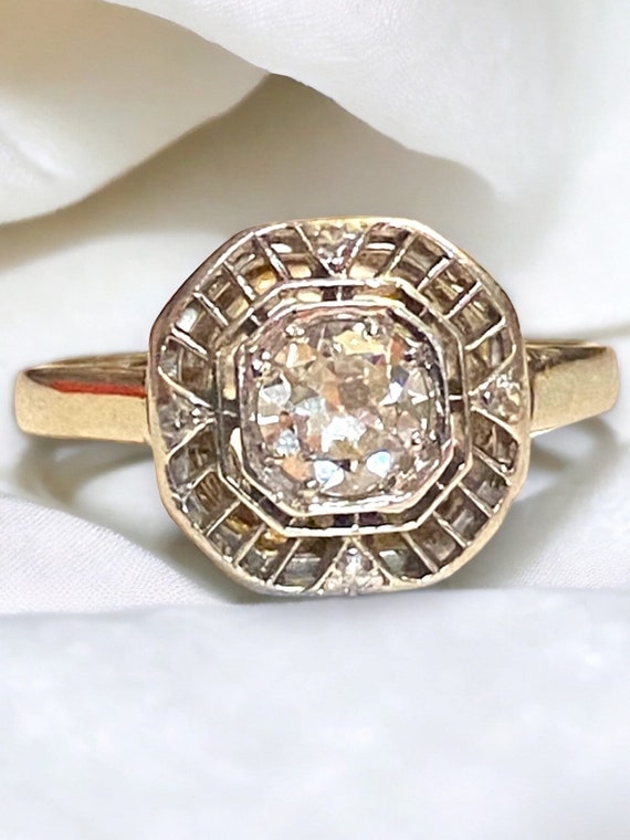 Gorgeous 14K White Gold Victorian Round Diamond E… - image 1
