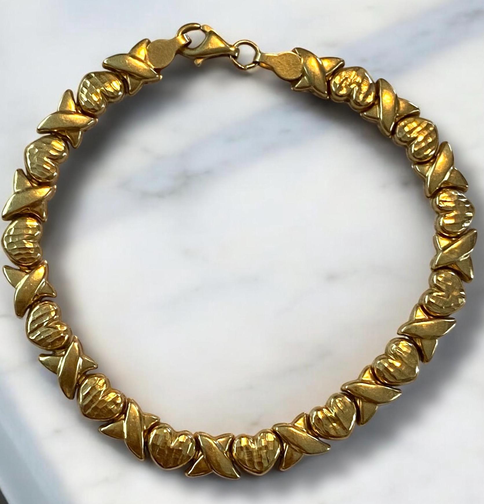アクセサリー ete k10 yellow gold bracelet Pretty Vintage 10k Yellow Gold 6mm Wide XOXO Link 7” Bracelet! - Etsy