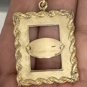 Vintage Custom 1950’s Solid 14k Yellow Gold Engravable Large Rectangular Charm Pendant!