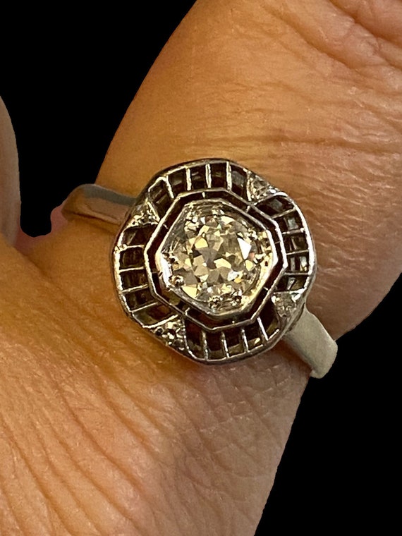 Gorgeous 14K White Gold Victorian Round Diamond E… - image 5