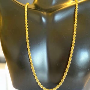 Estate Vintage 14K Italian SOLID Yellow Gold 4mm ROPE CHAIN 20” Necklace Beauty!