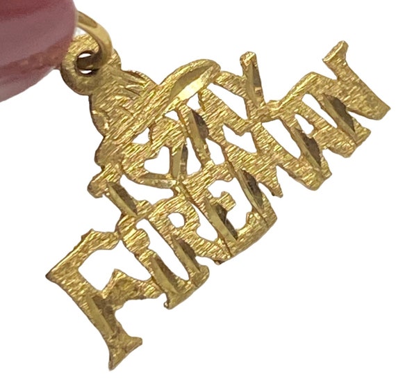 Vintage 14K Yellow Gold I LOVE MY FIREMAN Charm P… - image 5