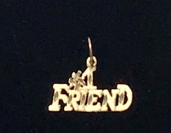 VINTAGE 1980's 14K Yellow Gold "#1 FRIEND" CHARM - image 5