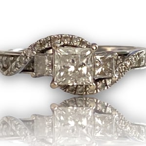 14K White Gold Princess Cut DIAMOND 1.50 CTW ENGAGEMENT Ring Size 8.75