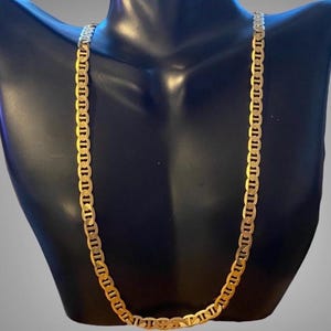 MENS Vintage Italian Heavy 10K Solid Yellow Gold 5.5mm Mariner Link 18.25” Chain Necklace