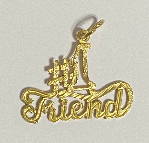 VINTAGE 1980's 14K Yellow Gold "#1 FRIEND" CHARM - image 1