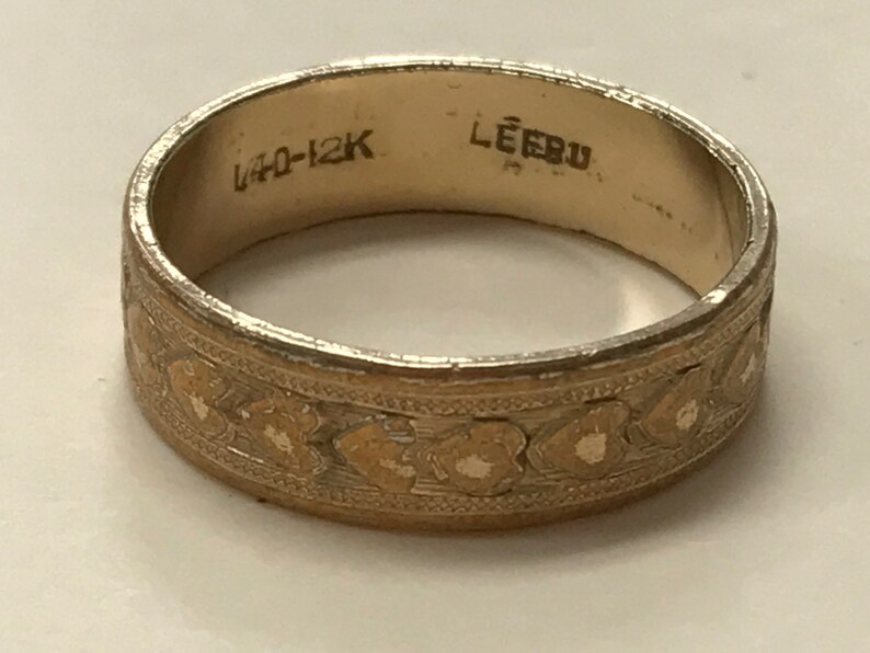 Vintage Leebu 140 12k Gold Filled Wedding Band Ring Size 7.75