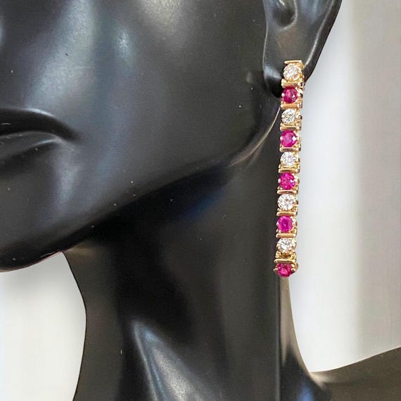 GORGEOUS Custom 14k Yellow Gold 3 CTW Ruby and Di… - image 6