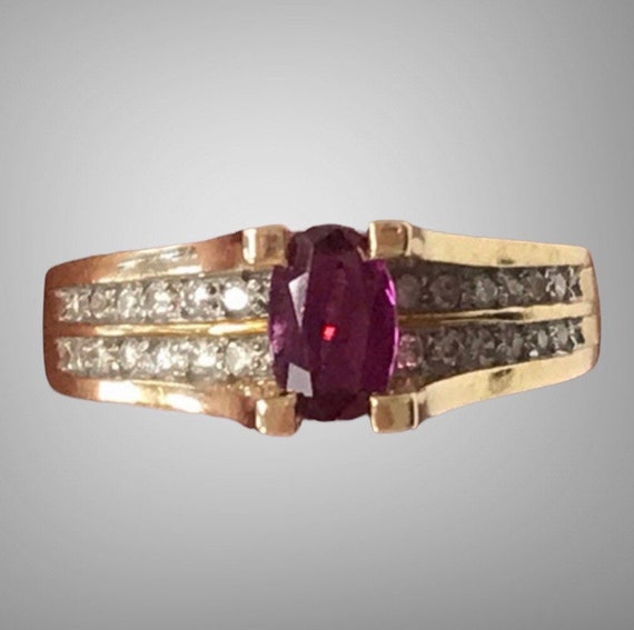 GORGEOUS 14K Gold Ruby and Diamond Band Princess … - image 1