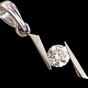 Gorgeous Designer 18K White Gold .15 CTW Diamond Solitaire Small Pendant