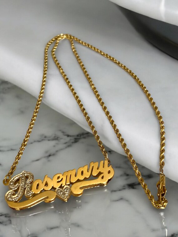 ネックレス・ペンダント roaju discliche large necklace 5BNY842 Custom 14K Gold “ROSEMARY” Large Diamond Name Plate 21.25