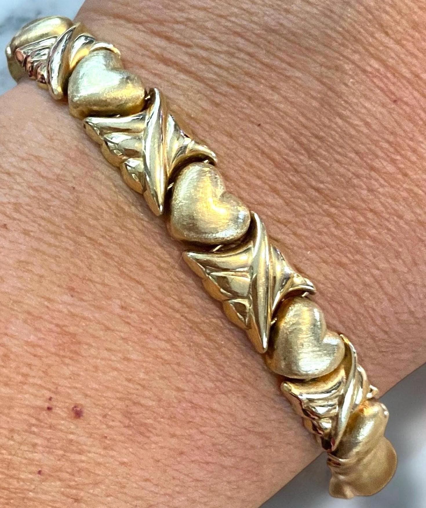 【Special】80-90's Italy Torsade Bracelet Vintage Original 1980's 14k Italian Yellow Gold 6.75” XOXO 9mm