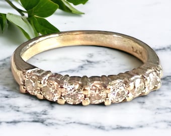 BEAUTIFUL 14k White Gold .70CTW DIAMOND Band Wedding Ring Size 5.25