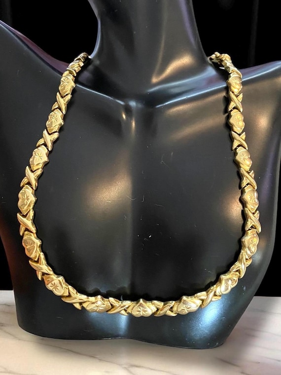 Vintage 14K Yellow Gold 7mm XOXO 17.5” Collar Necklace! - Etsy