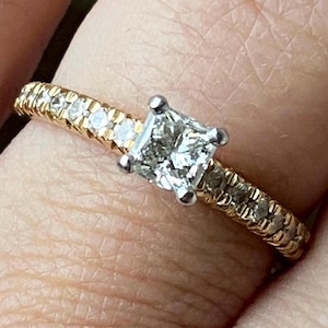 EXQUISITE Estate 14K Gold and Platinum .55 CTW Diamond Engagement Wedding Ring 6.75