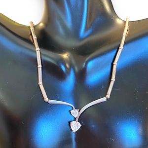 STUNNING Estate 925 Sterling Silver 17.5” Hearts Collar Necklace!