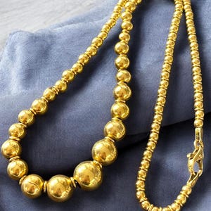 Estate Italian Designer 18k Yellow Gold 16” Graduated Ball Bead Chain Necklace GORGEOUS