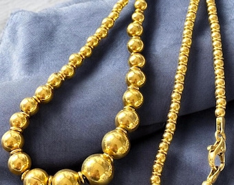 Estate Italian Designer 18k Yellow Gold 16” Graduated Ball Bead Chain Necklace GORGEOUS