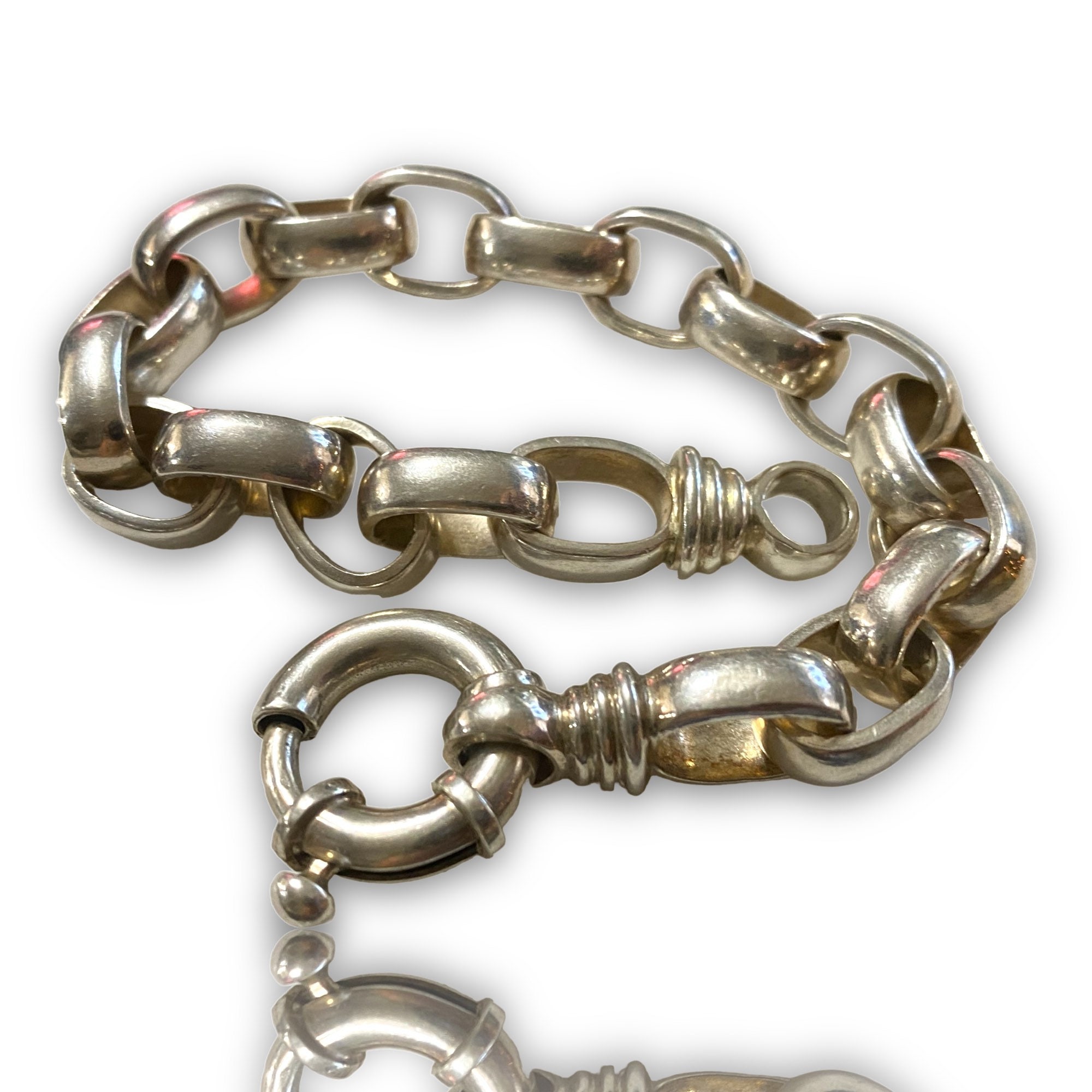 GORGEOUS Heavy Unisex Sterling Silver Chain Toggle Bracelet