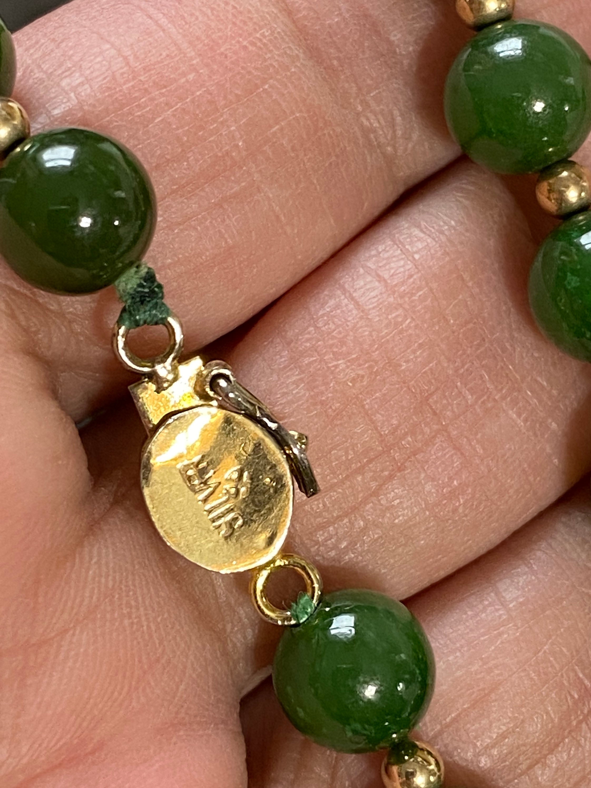Antique Natural Dark Green JADE 8mm Beaded 18 Necklace | Etsy