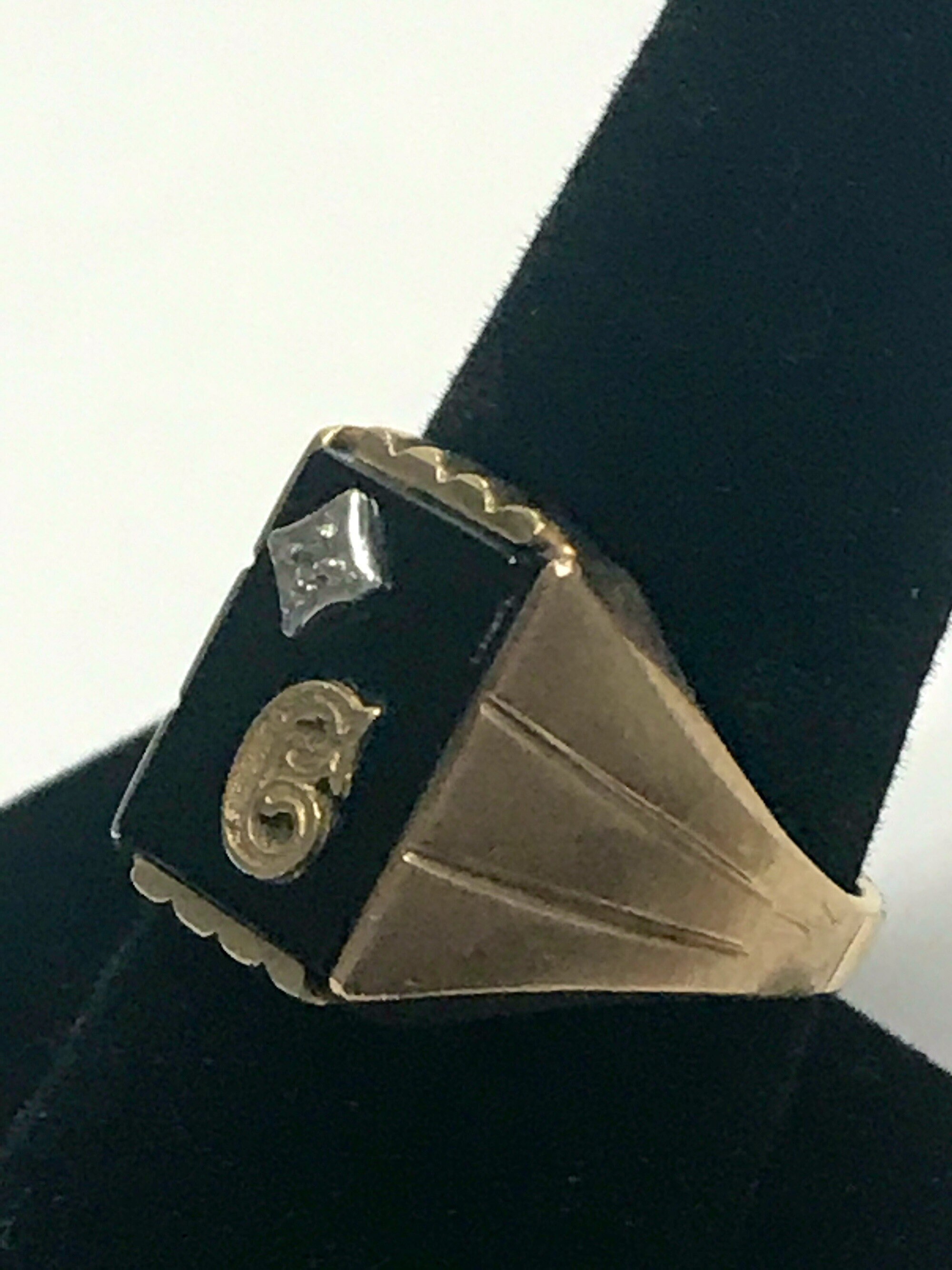 Vintage Mens Black ONYX DIAMOND C Initial RING 10K Etsy
