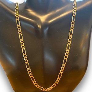 Estate 14k Yellow Italian Gold 26” Long 4mm Wide FIGARO Chain Necklace!