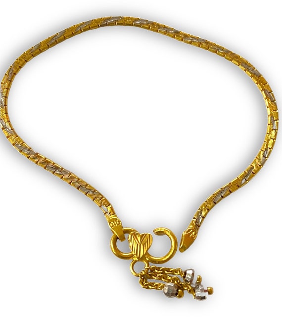 Vintage 22K 916 Two Tone Gold 6” Fancy Link Chain… - image 2