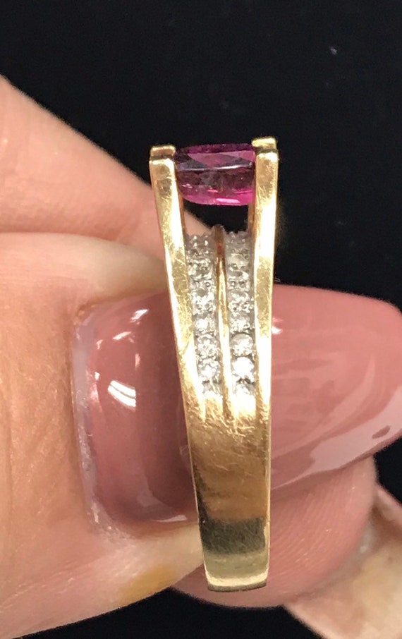 GORGEOUS 14K Gold Ruby and Diamond Band Princess … - image 7