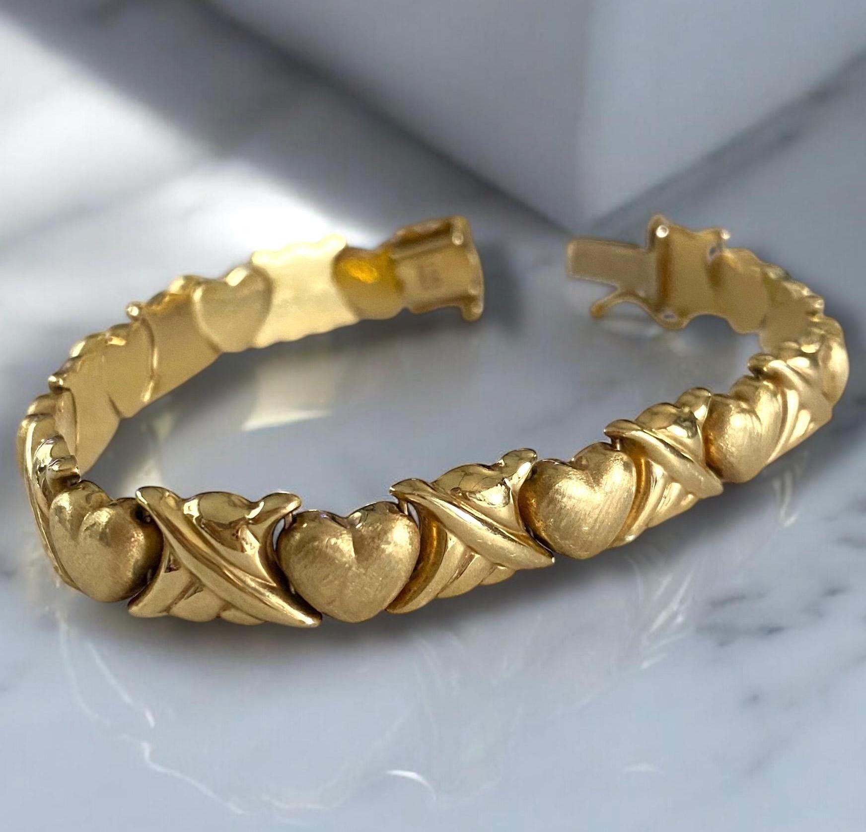 Vintage Original 1980's 14k Italian Yellow Gold 6.75” XOXO 9mm