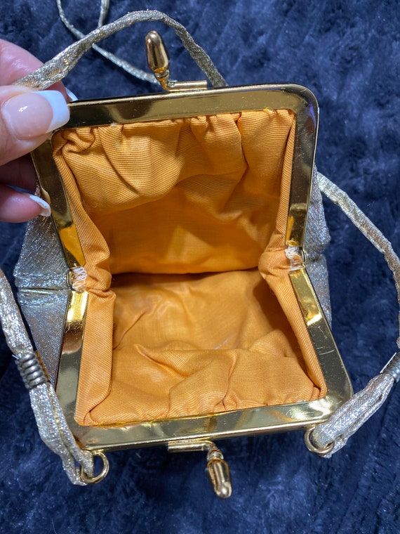 STUNNING Vintage 1950's Small Gold Handbag Purse - image 3