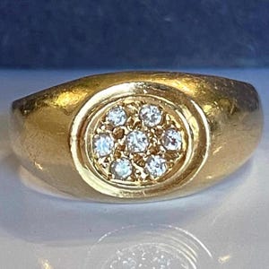 Vintage Estate 14k Yellow Gold Diamond Cluster Pinky Ring Size 4.5 BEAUTIFUL!!