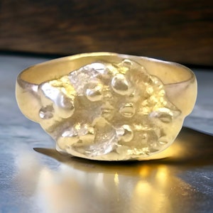 VINTAGE 14K Yellow Gold 11mm Nugget Ring Size 10 GORGEOUS 6.6 Grams