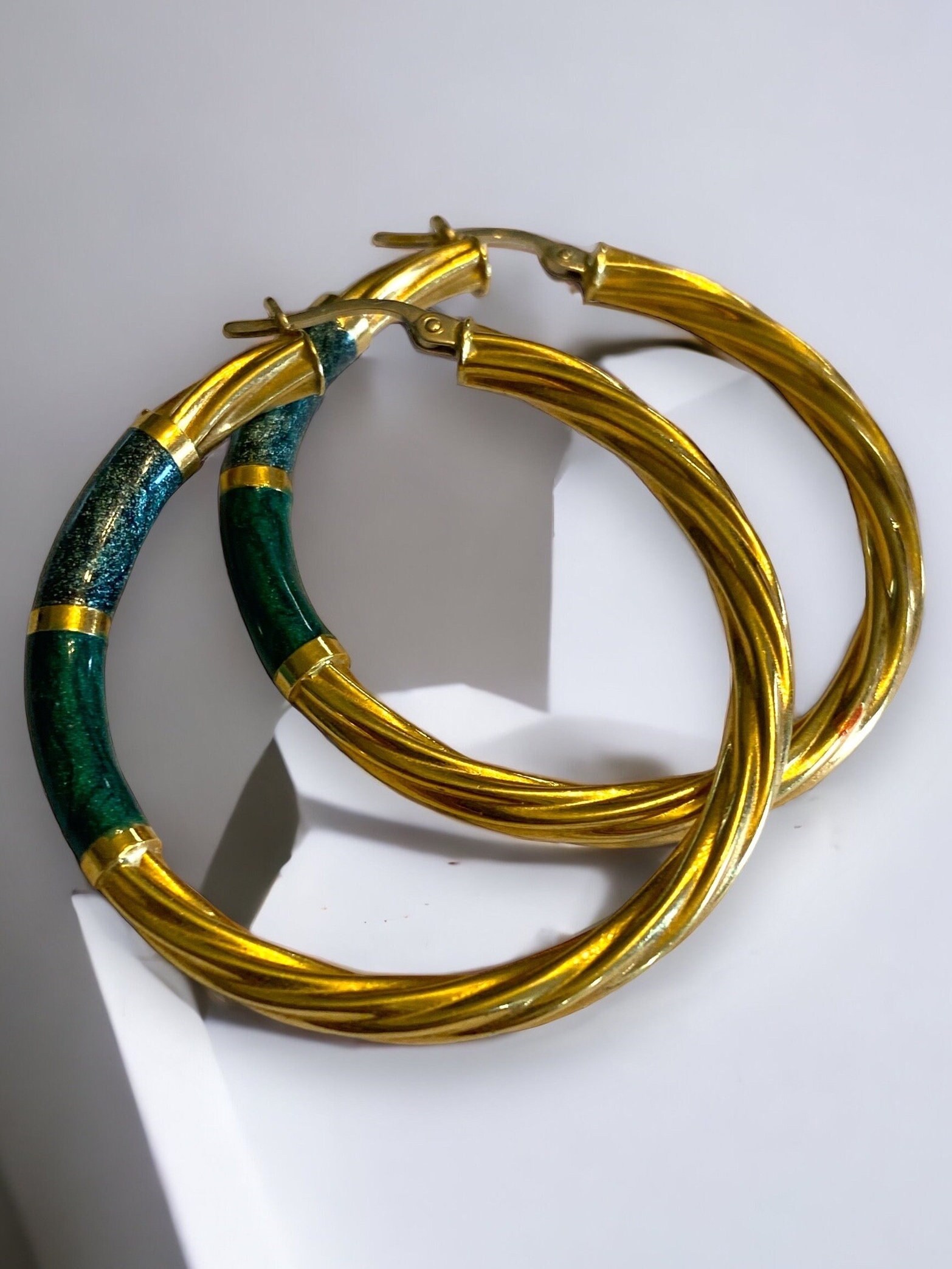 Green Enamel Hoops 