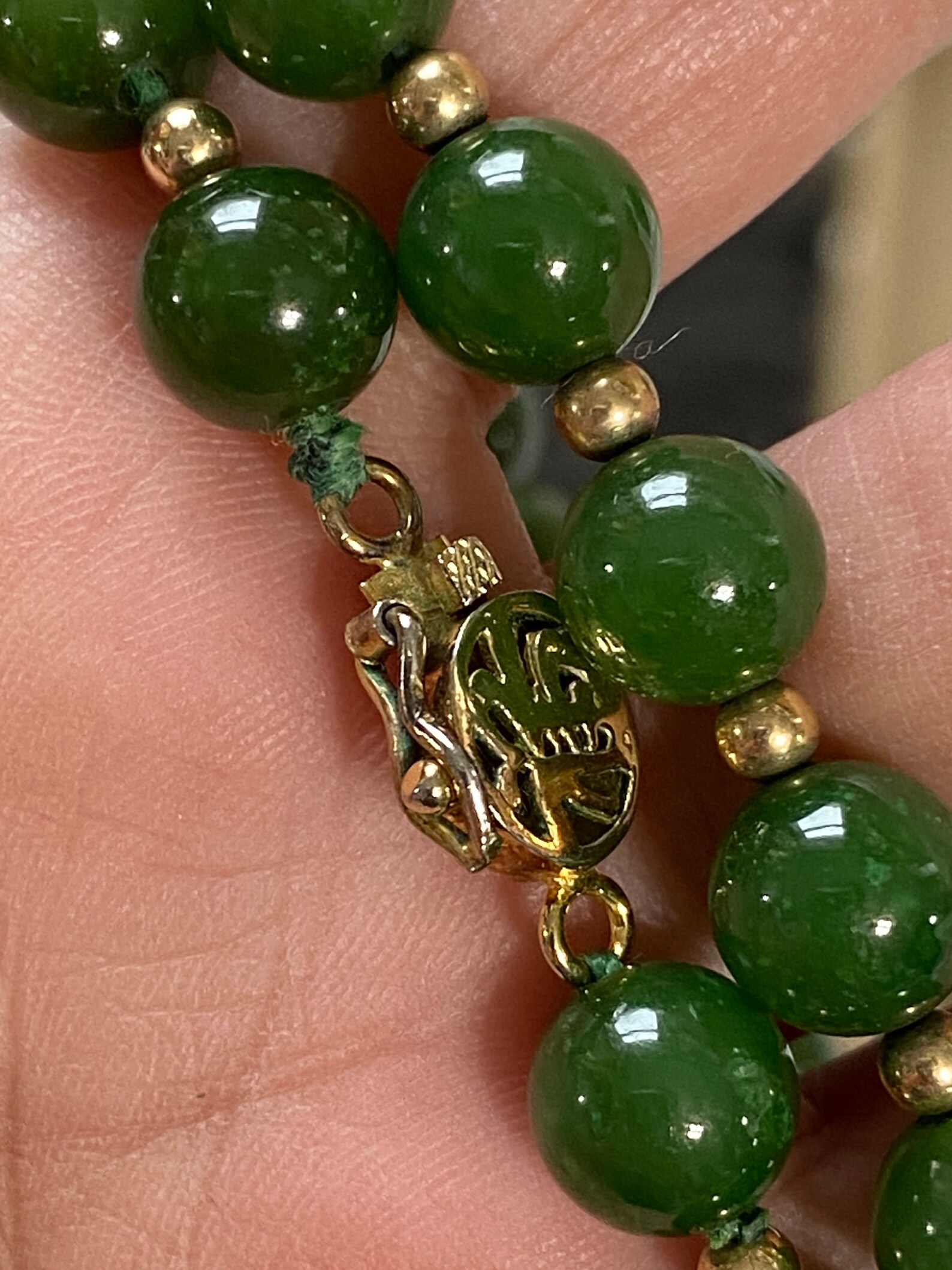 Antique Natural Dark Green JADE 8mm Beaded 18 Necklace | Etsy