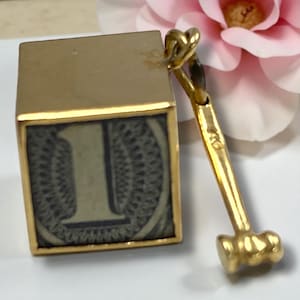 UNIQUE Vintage 14K Yellow Gold EMERGENCY MONEY Box With Hammer Charm Pendant!