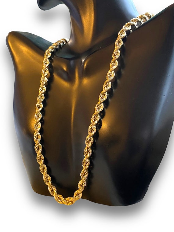 MENS Italian 14K Yellow Gold WIDE 5mm Rope Chain … - image 10