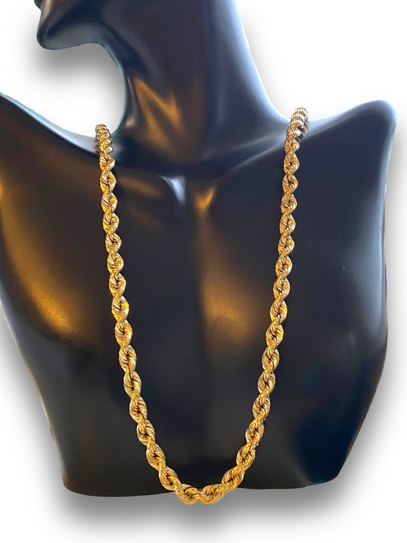MENS Italian 14K Yellow Gold WIDE 5mm Rope Chain … - image 3