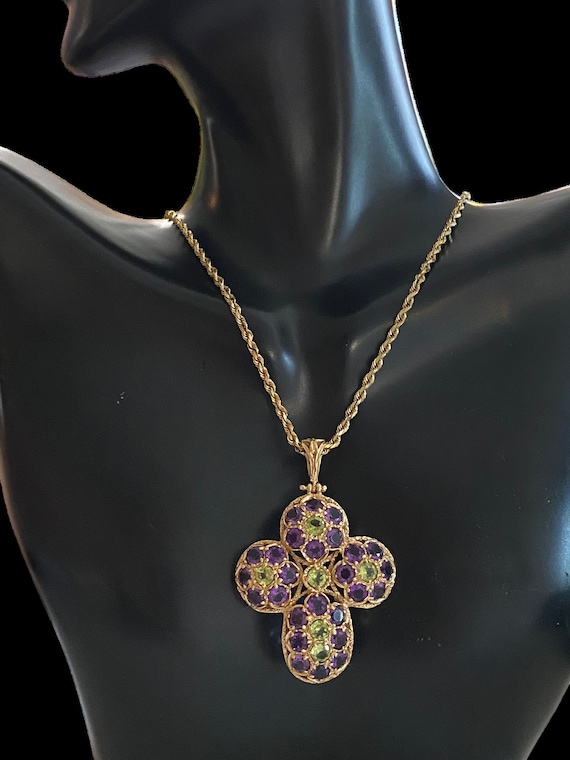 GORGEOUS BIG and BOLD Vintage 14K Gold Amethyst P… - image 3