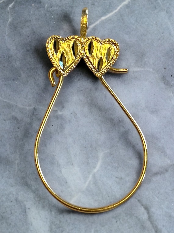 Vintage 14K Yellow Gold Double Heart Style Large … - image 1
